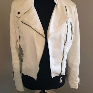 White faux leather Moto jacket, juniors Small